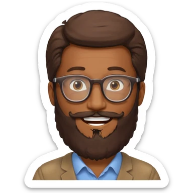 HOMME BRUN LONGUE BARBE LUNETTE sticker