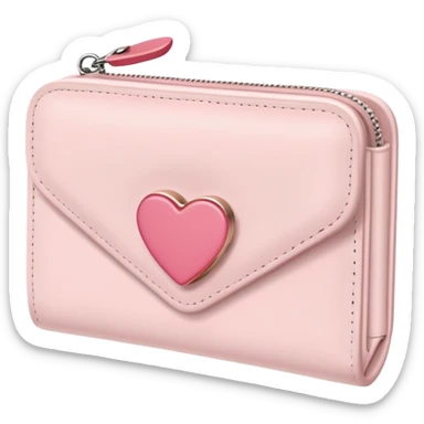 white wallet with heart charm, clean girl aesthetic, pastel tones sticker