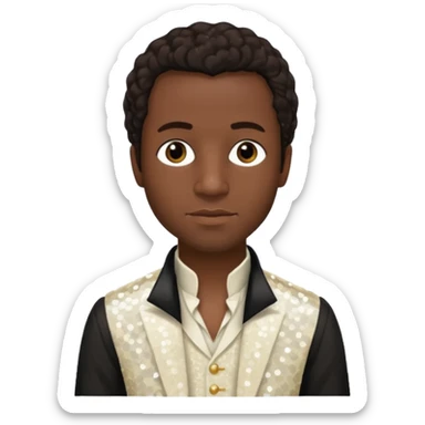 Solomon Northup with dark brown hair, Ivory sequin outfit  sticker