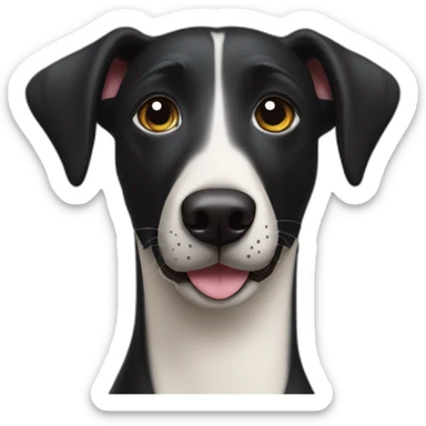Black dog labrador whippet cross happy face one ear up sticker