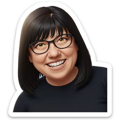 smiling girl in black shirt sticker