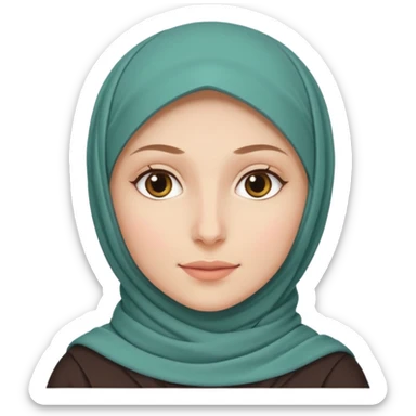 Make a girl with a hijab duolingo styles and make her white and only her face appear and looking forward not left or right sticker