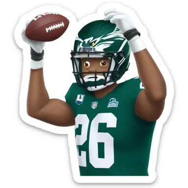 Saquon Barkley in Green Eagles jersey with number 26 trnsparent background sticker