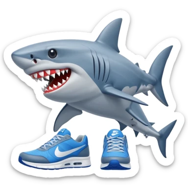 Shark with 3 legs wearing blue Nike sneakers sticker