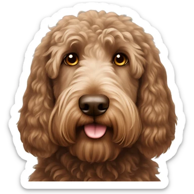 Brown straight hair labradoodle with hazel eyes sticker