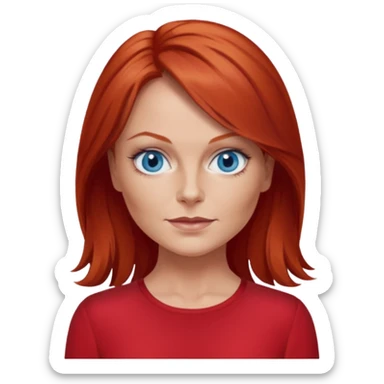 Geri Halliwell blue eyes, red hair, red outfit sticker
