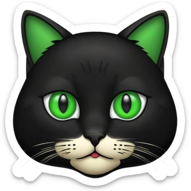 cat face emoji with black fur in iOS style sticker