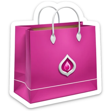 bolsa de papel fucsia con asas blancas y en el centro de la bolsa el logo de druni perfumerias en color blanco sticker