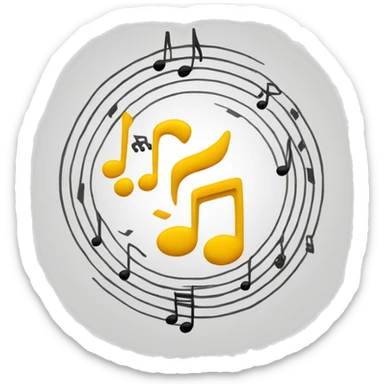 Music notes with sound waves around it in a circular shape  sticker
