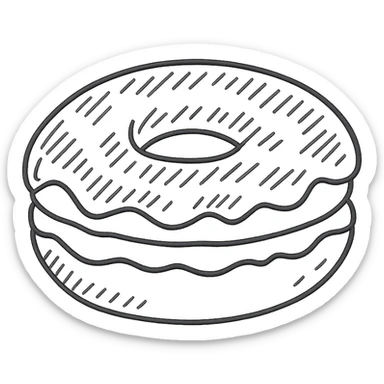 hand-drawn outlined Boston cream donut with chocolate top and custard filling sticker