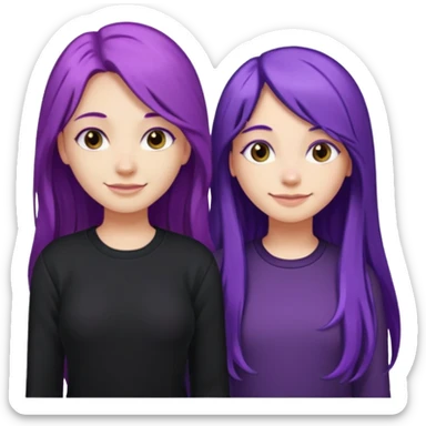 faz duas raparigas menos gótica mas com cabelo roxo comprido e outra cabelo roxo e camisolas preto um pouco separadas sticker