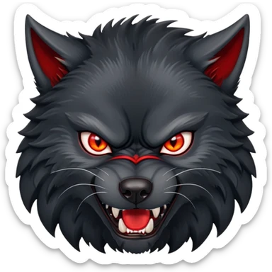 angry snarling black wolf with red eyes sticker