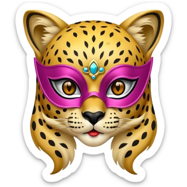 cheetah with glamorous masquerade mask sticker