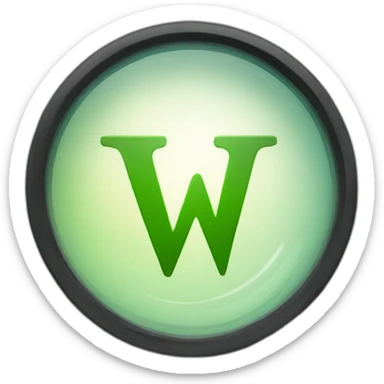 The letter W under a magnifier sticker