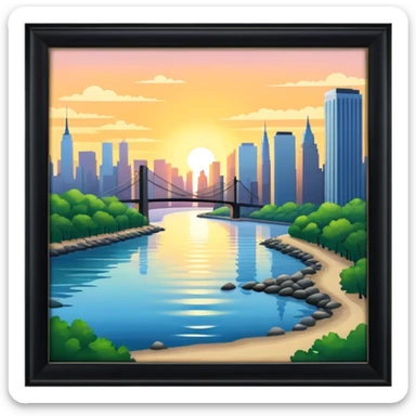 NY East river shore at sunrise sticker