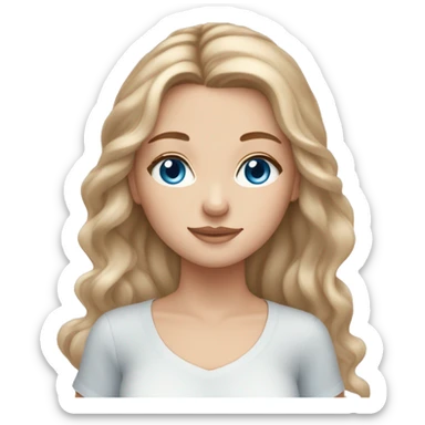 White girl with light brown hair skin care blue eyes sticker