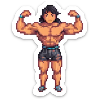 Asian gym-goer flexing muscles sticker