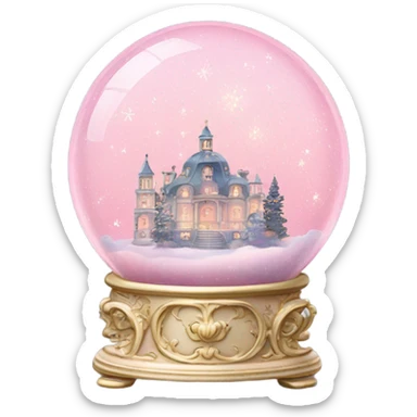 vintage pale pink rococo night sky snow globe sticker