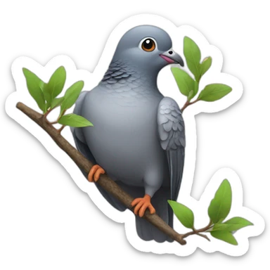 Pigeon with a twig sticker