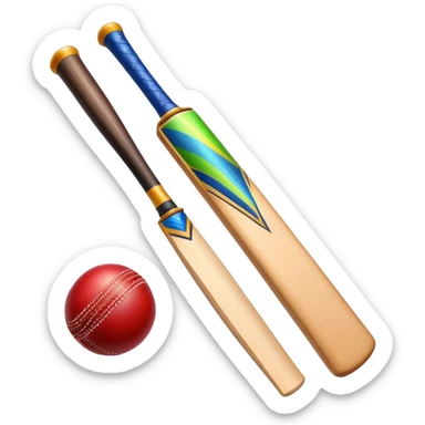cricket bat and ball with sparkles sticker