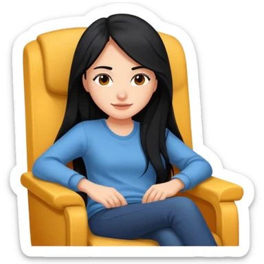 girl that is moving in their chair of work but its not disable just lazy with black long hair and skin a bit latin  lazy sticker