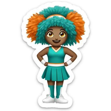 Teal and orange cheerleader pompom sticker