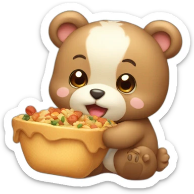 cute bear eating lots of food sticker