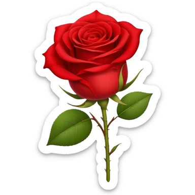 A charming emoji with a rose stem in the mouth and a red rose at the end of the stem sticker