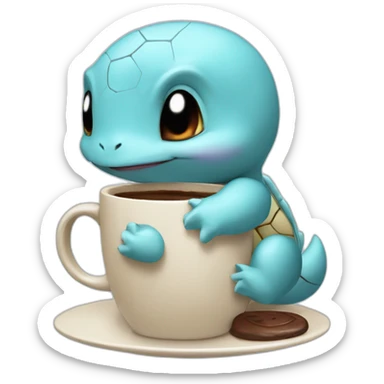 sleepy tired Squirtle drinks coffee sticker