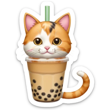 Cat drinking bubble tea sticker