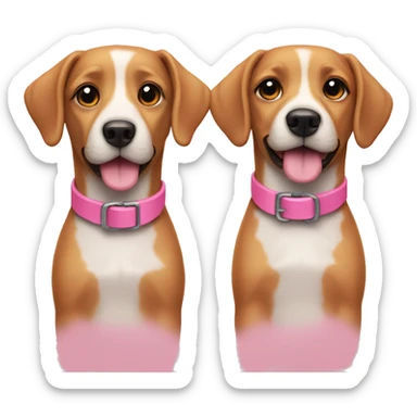 two dogs with pink collars sticker