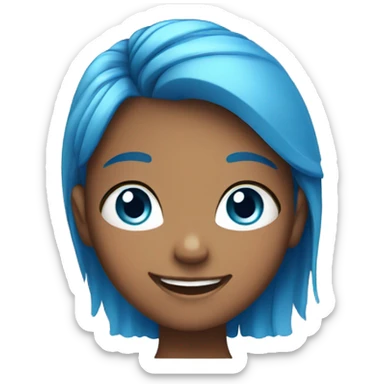 Smiling girl with multi colored hair and blue eyes sticker