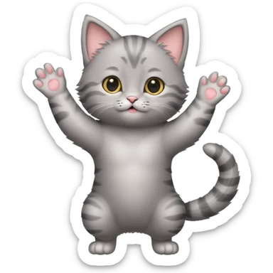  Cute Gray kitten standing stretching arms sticker