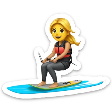 female kitesurfer on small kiteboard sticker