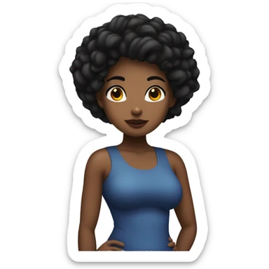 Slim-Thicc woman posing full body (black girl, black hair, hourglass figure, lean build) sticker