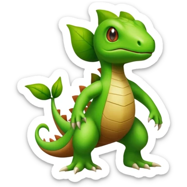 Larvitar-Grovyle-hybrid-Fakémon-creature (full body) sticker