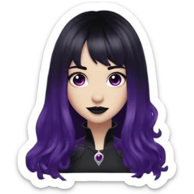 Elissabat-with-bangs-long-hair-dark-purple-and-black-vampire-goth-makeup-crown sticker
