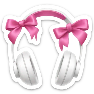 White headphones with pink bows sticker