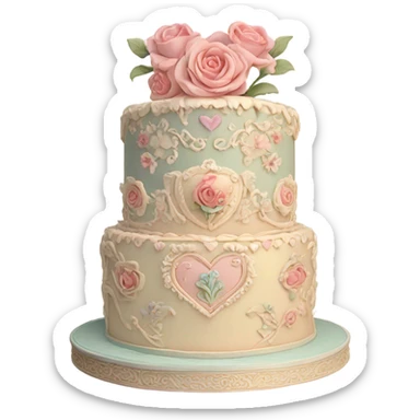vintage valentine’s day cake sticker