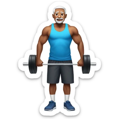 Older healthy person lifting weights sticker