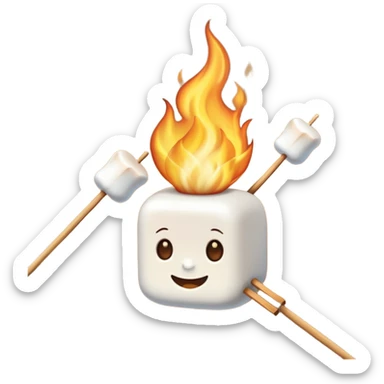 Marshmallows roasted on fire, skewered sticker