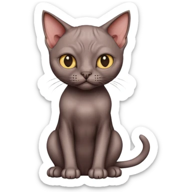Dark hairless cat sitting sticker