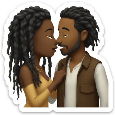 Man with dreadlocks kissing brown women with black hair sticker