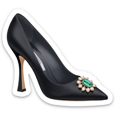 manolo blahink 90's satin pump add the jewelry to the front sticker