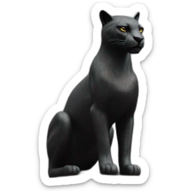 modern statue of a black puma on a golden glittering pedestal, zoomed-out view of the entire statue, 4K resolution sticker