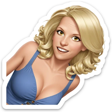smiling blonde girl with cleavage sticker