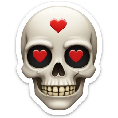 skull wth heart eyes with a flag as the colour of the heart eyes sticker