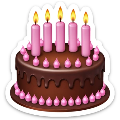 Create a chocolate birdthay cake with pink candles sticker