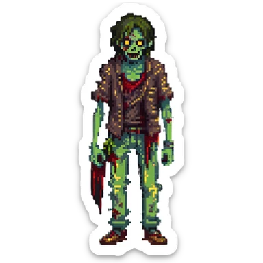 zombie with decaying skin and tattered clothes sticker