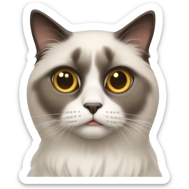 A ragdoll cat with anxious face sticker